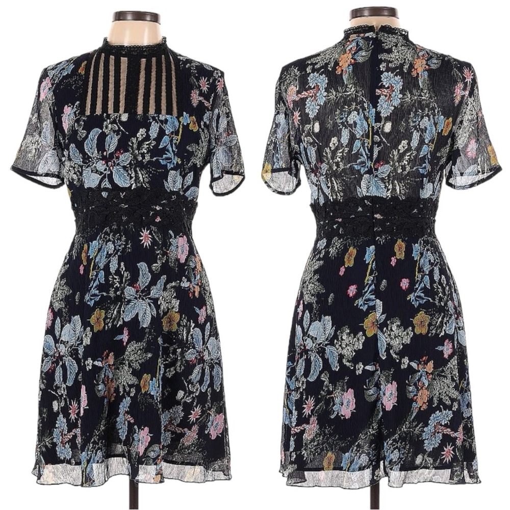 Foxiedox Juniper Floral High Neck Mini Dress | XL